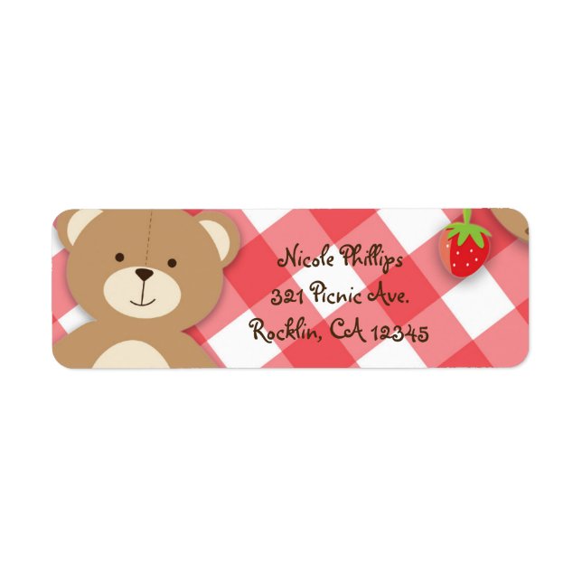 Etiqueta Teddy Bear Picnic Summer Birthday Party Invitación (Frente)