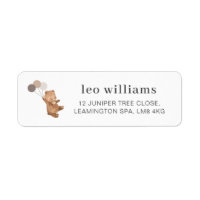 Teddy Bear with 3 Brown Balloons Label