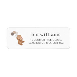 Etiqueta Teddy Bear with 3 Brown Balloons Label