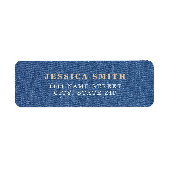 Etiqueta Tejido textil original azul moda jean denim (Frente)