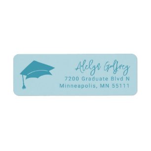Etiqueta Tema de graduación Grad Cap Doodle Blue