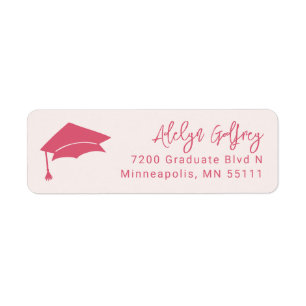 Etiqueta Tema de graduación Grad Cap Doodle Pink