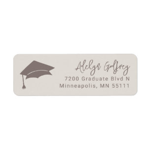 Etiqueta Tema de graduación Grad Cap Doodle Sand Beige