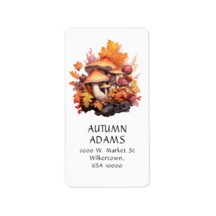ETIQUETA TEMA DE OTOÑO COLORES DE AUTUMN HONGOS