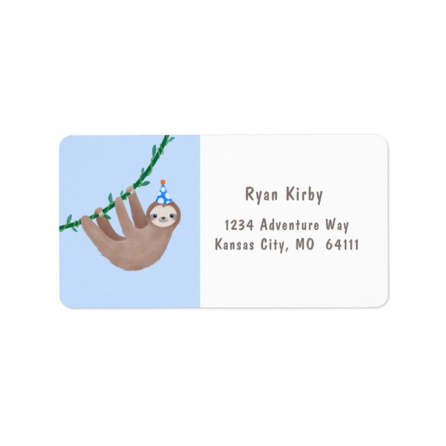 Etiqueta Tema eslovaco cumpleaños con punto de polka azul y (Frente)