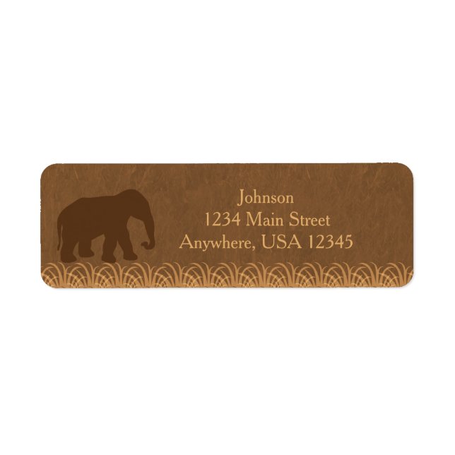 Etiqueta Tema Safari | Elephant Silhouette | Personalizado (Frente)