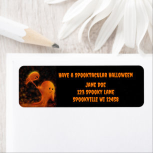 Etiqueta Ten un Halloween Espeluznante con Fantasma