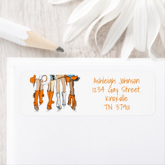 Etiqueta Tennessee Ladies Cowboy Boots Orange Fashion Name (In situ)