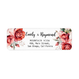 Etiqueta Terracotta Burgundy Blush Floral  Wedding Address