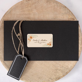 Etiqueta Terracotta Floral Wedding Return Address Label