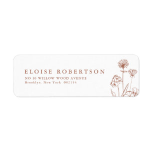 Etiqueta Terracotta Rustic Floral Fall Wildflower Dirección
