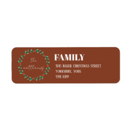 Etiqueta Terracotta Wreath Merry Christmas Family