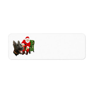 Etiqueta Terrier Escocés Feliz & Muñeco de Nieve