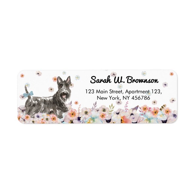 Etiqueta Terrier Escocés Perro Abeerdenie (Frente)
