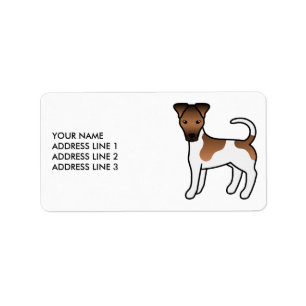 Etiqueta Terrier Fox Liso Blanco y Caqui Perro Lindo & Text