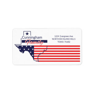 Etiqueta Texas Return Address: Patriotic Stars and Stripes