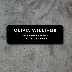 Etiqueta Texto blanco simple personalizar en negro elegante