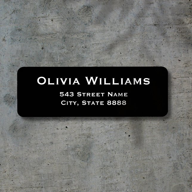 Etiqueta Texto blanco simple personalizar en negro elegante (Subido por el creador)