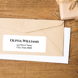 Etiqueta Texto negro simple personalizar en blanco elegante