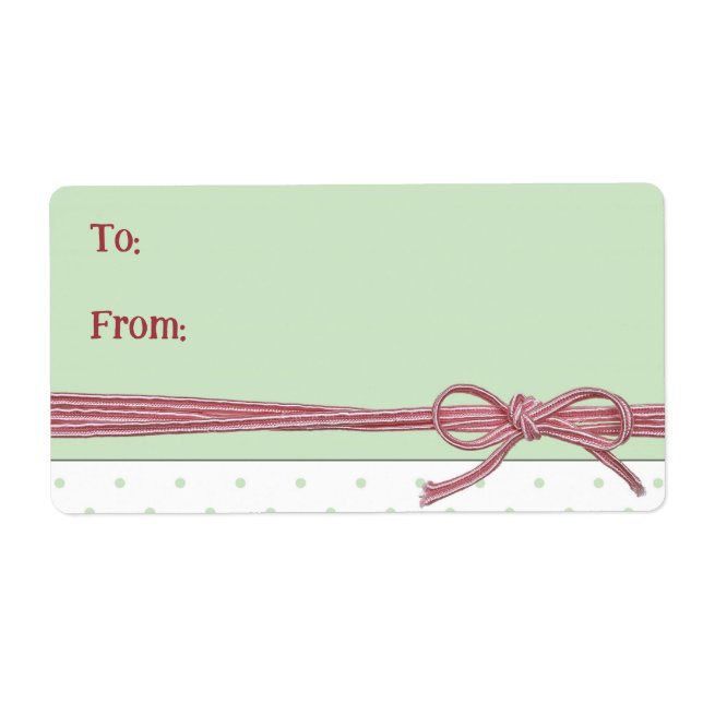 Etiqueta Texto personalizado atado con un arco (Frente)