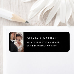 Etiqueta Texto simple y elegante y foto   Negro