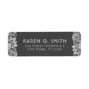 Etiqueta Textura de Burlap con encaje blanco y lino negro g