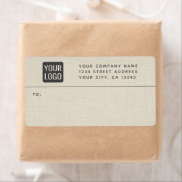 Etiqueta Textura de crema de lino beige Monograma simple el