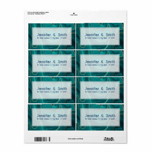 Etiqueta Textura de mármol líquido turquesa con acentos dor