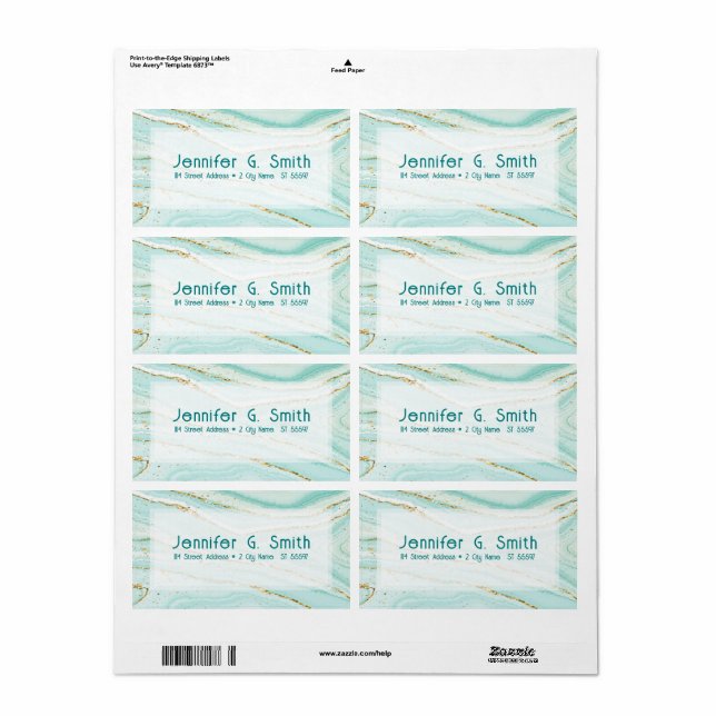 Etiqueta Textura de mármol líquido verde pastel (Hoja Entera)