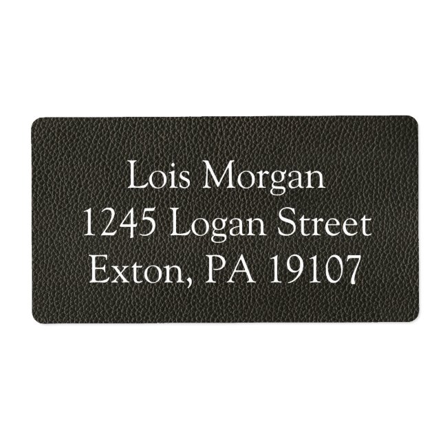 Etiqueta Textura falsa de cuero negro (Frente)