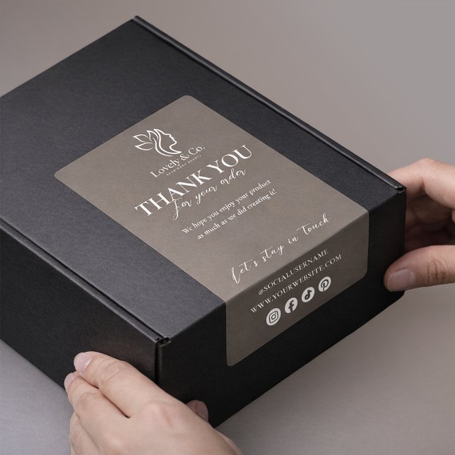 Etiqueta Thank You Neutral Beige Beauty Shipping label (Subido por el creador)