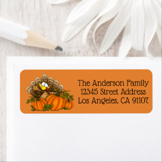 Etiqueta Thanksgiving Turkey Return Address Labels