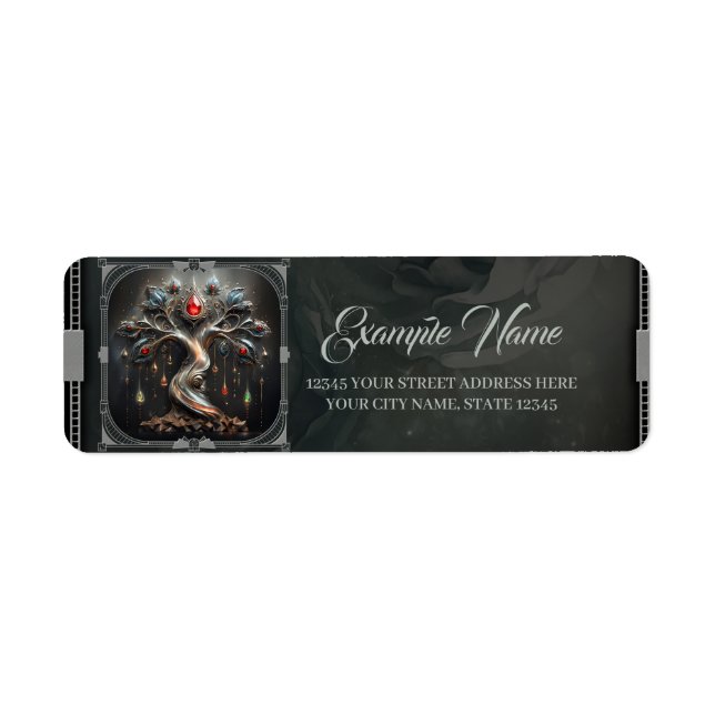 Etiqueta  The Art Deco Tree of Life design.  (Frente)