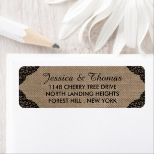 Etiqueta The Black Lace On Rustic Burlap Wedding Collection