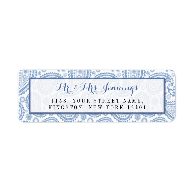 Etiqueta The Modern Paisley Wedding Collection - Blue (Frente)
