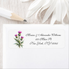 Etiqueta Thistle Scottish Watercolor Return Address Label