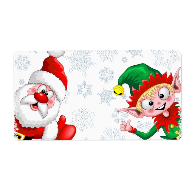 Etiqueta Thumbup de caracteres de Navidades de Santa y Elf (Frente)