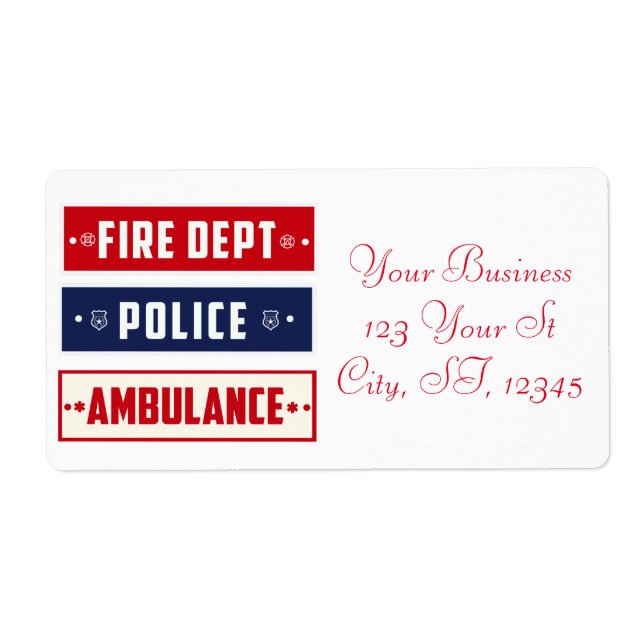 Etiqueta Thunder_Cove de ambulancia de la policía de incend (Frente)