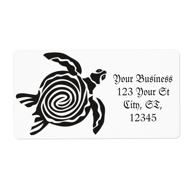 Etiqueta Thunder_Cove de tortuga de estilo tribal (Frente)