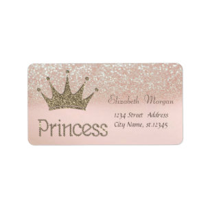 Etiqueta Tiara Princesa Brillante y con Glitter, Bokeh Bril