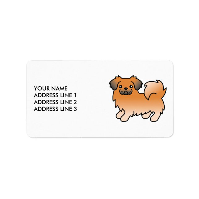 Etiqueta Tibetano Spaniel Sable Rojo Perro De Dibujos Anima (Frente)