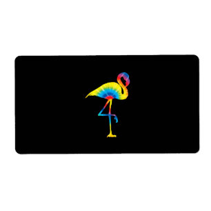 Etiqueta Tie Dye Flamingo Rainbow Print Bird Animal Hippie