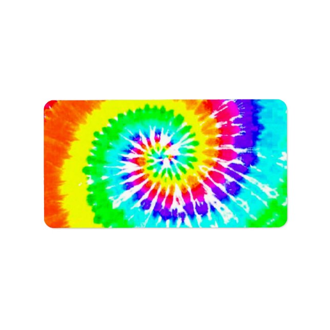 Etiqueta Tie Dye Rainbow Swirl Neon Rainbow Colom Pattern (Frente)