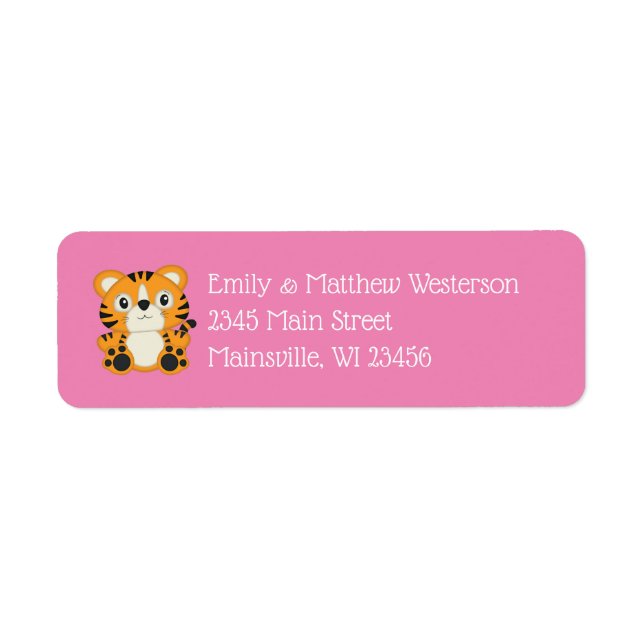 Etiqueta Tiger Baby Shower Pink (Frente)