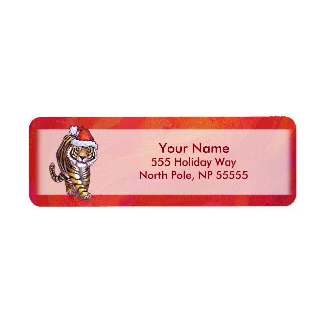 Etiqueta Tiger Christmas on Red (Frente)