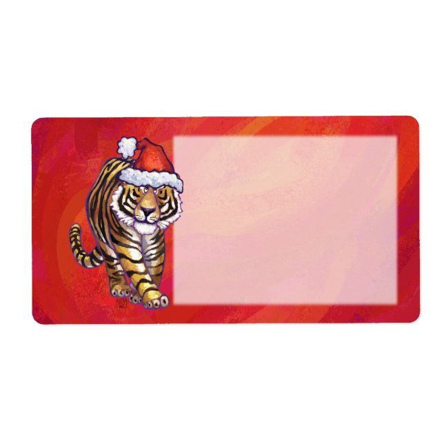 Etiqueta Tiger Christmas on Red (Frente)