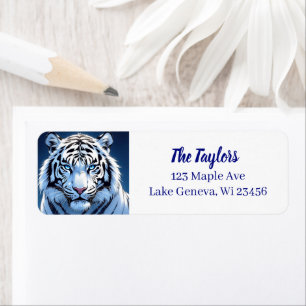 Etiqueta Tigre Blanco de Ojos Azules Personalizado