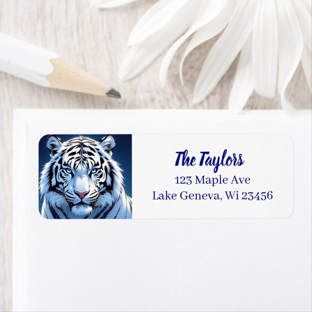 Etiqueta Tigre Blanco de Ojos Azules Personalizado (In situ)