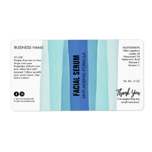 Etiqueta Tinta rayada Azul Dropper Botella Sérica
