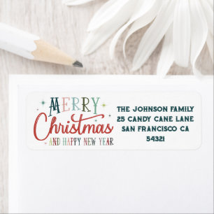 Etiqueta Típografía de época de la Navidad colorida Retro M